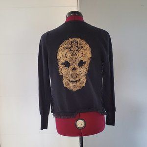 Too Fast cardigan with lace skull design on back